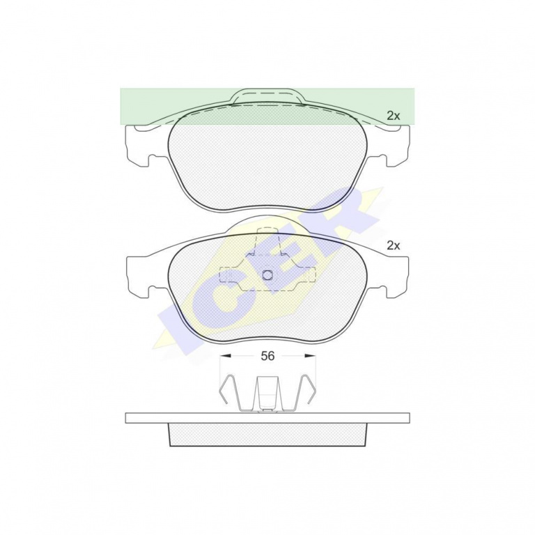 Set placute frana fata Icer Spania, Renault Espace 4 2002-2015, Grand Scenic, Laguna 2, 2001-2007, Vel Satis 2002-, punte fata,