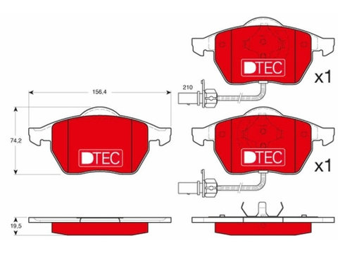 Set placute frana fata TRW, Audi A4 (B5/B6/B7), 1994-2008, A6 (C4/C5/C6), 1994-2011, Seat Exeo 2008-, Skoda Superb, 2001-2008, VW Golf 4, Passat, 1996-2010, Fata, Pt. numar PR : 1LB, puntea fata, Sistem de franare : hidraulic