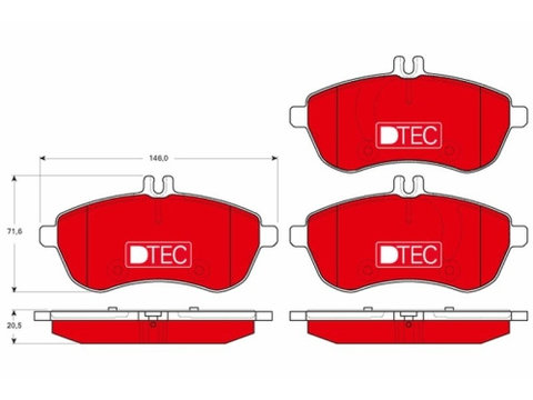 Set placute frana fata TRW, Mercedes Clasa C (W204, C204, S204), 2007-2015, Clasa E (W211, W212, A207/C07, S212), 2002-2016, SLC (R172), 2016-, SLK (R172), 2011-, Fata, puntea fata