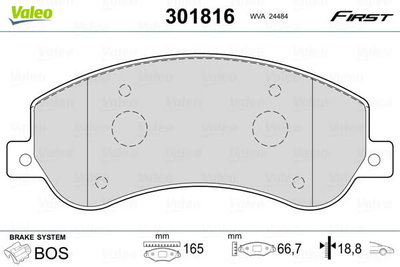 Set placute frana fata VW Amarok 2010-, Valeo 3018