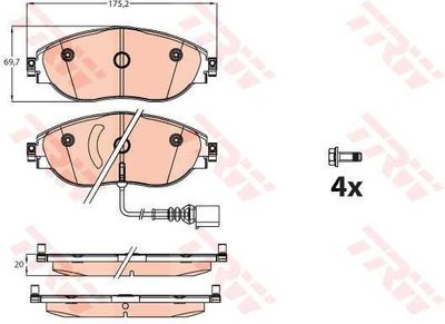 Set placute frana fata VW Arteon 2017-, TRW GDB211