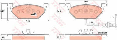 Set placute frana fata VW Bora 1999-, TRW GDB1386