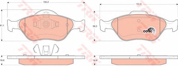 Set placute frana FORD COURIER caroserie (JV_) - Cod intern: W20012654 - LIVRARE DIN STOC in 24 ore!!!