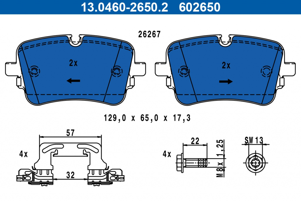 Set placute frana,frana disc ATE 13.0460-2650.2 pentru AUDI Q8 (4MN, 4MT) 2018 2019 2020 2021 2022 2023 2024 2025