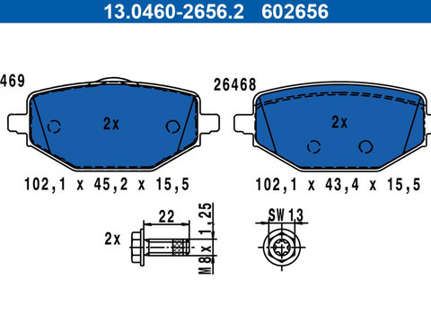 Set placute frana,frana disc ATE 13.0460-2656.2