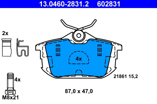 Set placute frana,frana disc ATE 13.0460-2831.2 pentru MITSUBISHI COLT CZC VI Cabriolet (RG) 2006-2009