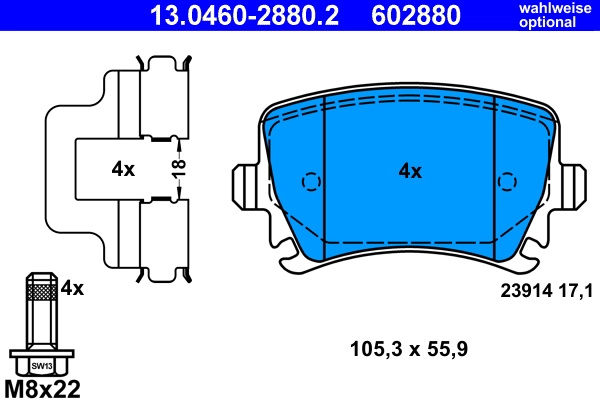 set placute frana,frana disc ATE 13.0460