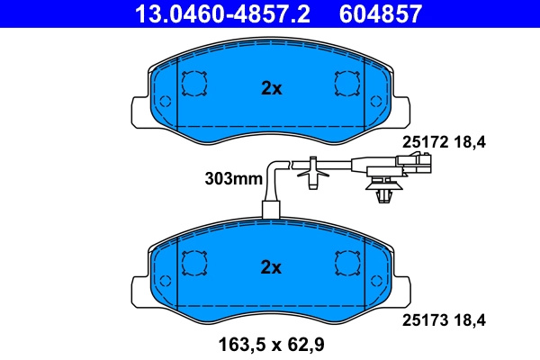 Set placute frana,frana disc ATE 13.0460-4857.2 la masina VAUXHALL MOVANO Mk II (B) Chassis/Cab (X62) 2010 2011 2012 2013 2014 2015 2016 2017 2018 2019 2020 2021 2022 2023 2024