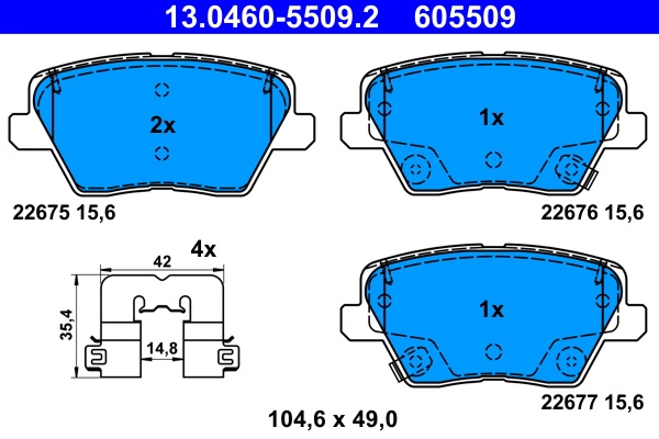 Set placute frana,frana disc ATE 13.0460-5509.2 pentru KIA CEED Combi Van (CD) 2018-2023