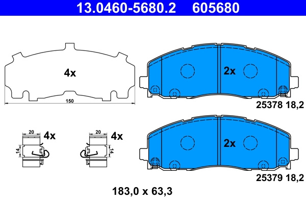 Set placute frana,frana disc ATE 13.0460-5680.2 pentru JEEP WRANGLER IV (JL) 2017-2025