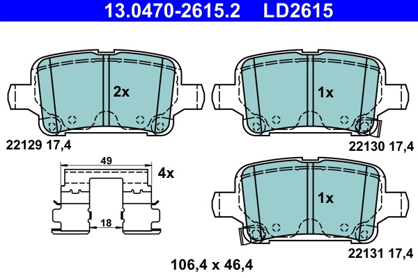 Set placute frana,frana disc ATE 13.0470-2615.2 pentru CHEVROLET CRUZE limuzina (J400) 2015-2021