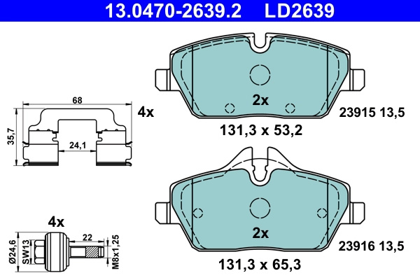 Set placute frana,frana disc ATE 13.0470-2639.2 pentru BMW i3 (I01) 2013-2022