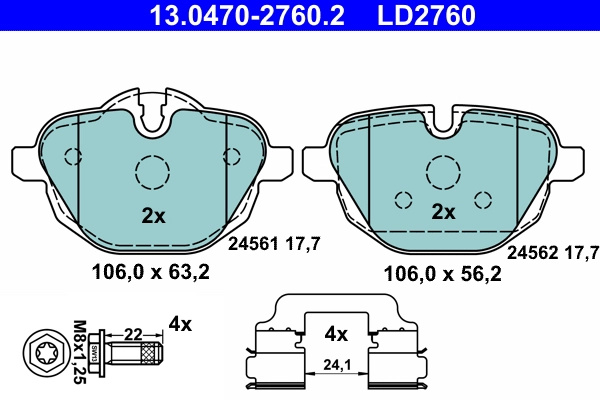 Set placute frana,frana disc ATE 13.0470-2760.2 pentru BMW X3 (G01, F97) 2017-2025