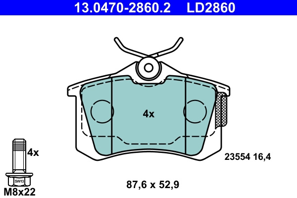 Set placute frana,frana disc ATE 13.0470-2860.2 pentru VW POLO (9N_, 9A_) 2001-2009