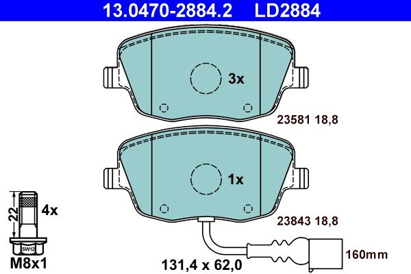 Set placute frana,frana disc ATE 13.0470-2884.2