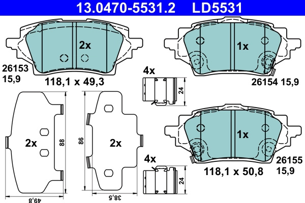Set placute frana,frana disc ATE 13.0470-5531.2 pentru TOYOTA COROLLA hatchback (_E21_, _EA1_, _EH1_) 2018-2025