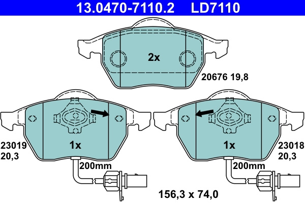 Set placute frana,frana disc ATE 13.0470-7110.2 pe