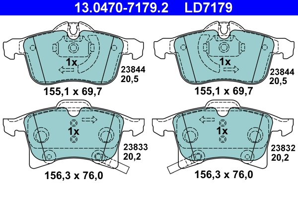 Set placute frana,frana disc ATE 13.0470-7179.2