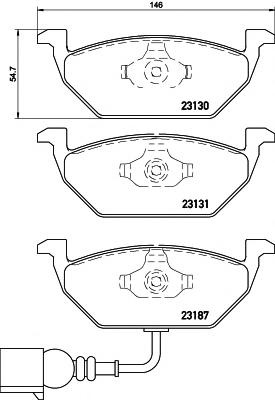 Set placute frana,frana disc AUDI A3 (8L1), SKODA OCTAVIA (1U2), VW GOLF Mk IV (1J1) - HELLA PAGID 8DB 355 008-551