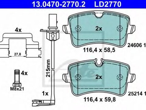 Set placute frana,frana disc AUDI A4 Avant (8K5, B8) (2007 - 2015) ATE 13.0470-2770.2 piesa NOUA