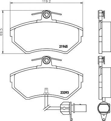 Set placute frana,frana disc AUDI A4 limuzina (8D2, B5), VW PASSAT limuzina (3B2), VW PASSAT Variant (3B5) - HELLA PAGID 8DB 355 018-451