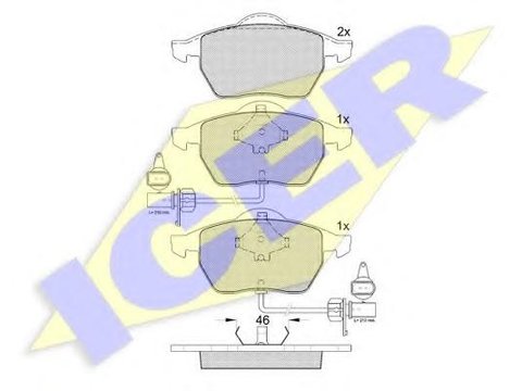 Set placute frana,frana disc AUDI A4 limuzina (8D2, B5), VW PASSAT limuzina (3B2), AUDI A6 limuzina (4B2, C5) - ICER 181362