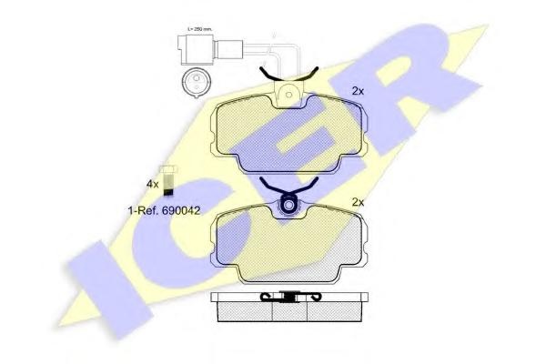 Set placute frana,frana disc BMW 3 limuzina (E30) - ICER 180419-006