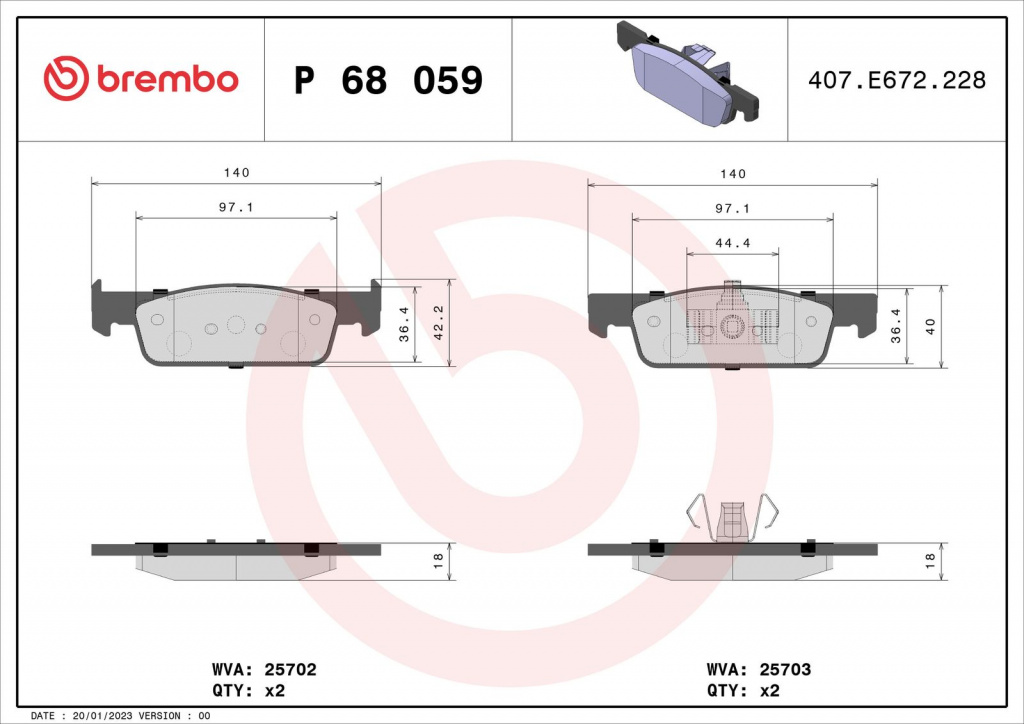 Set placute frana,frana disc BREMBO P 68 059X pent