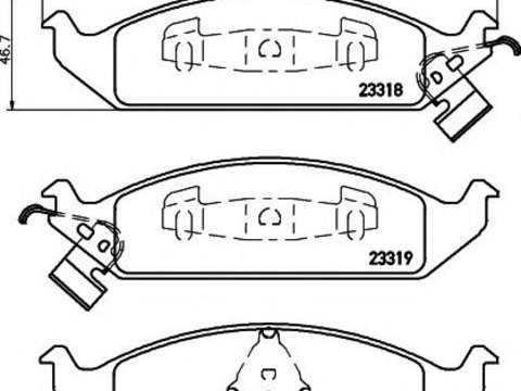 Set placute frana,frana disc CHRYSLER STRATUS limuzina (JA), CHRYSLER STRATUS Cabriolet (JX), DODGE STRATUS limuzina - HELLA PAGID 8DB 355 013-281