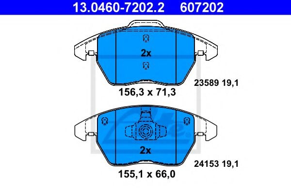 Set placute frana,frana disc CITROEN C4 Cupe (LA) (2004 - 2011) ATE 13.0460-7202.2 piesa NOUA