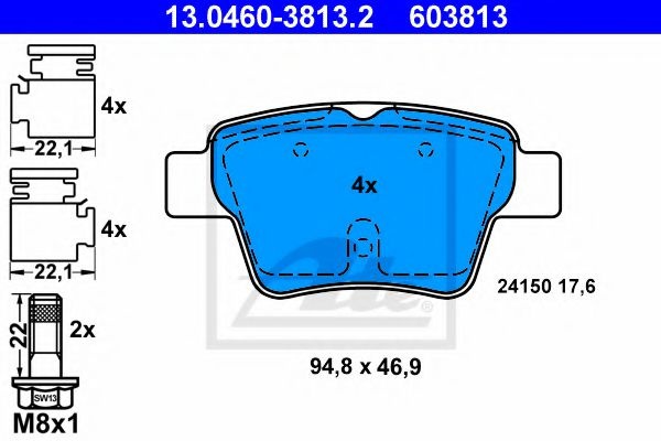Set placute frana,frana disc CITROEN C4 Limuzina (2006 - 2016) ATE 13.0460-3813.2 piesa NOUA