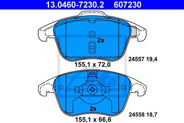 Set placute frana,frana disc Citroen C4 Picasso I (UD_), Citroen C4 Grand Picasso I (UA_), PEUGEOT 3008 - ATE 13.0460-7230.2