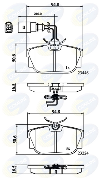 Set placute frana,frana disc COMLINE CBP11151 se potriveste la VW TRANSPORTER T4 bus (70B, 70C, 7DB, 7DK, 70J, 70K, 7DC, 7DJ) 1990 1991 1992 1993 1994 1995 1996 1997 1998 1999 2000 2001 2002 2003