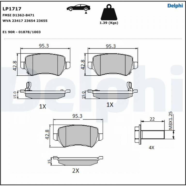 Set placute frana,frana disc DELPHI LP1717 compati