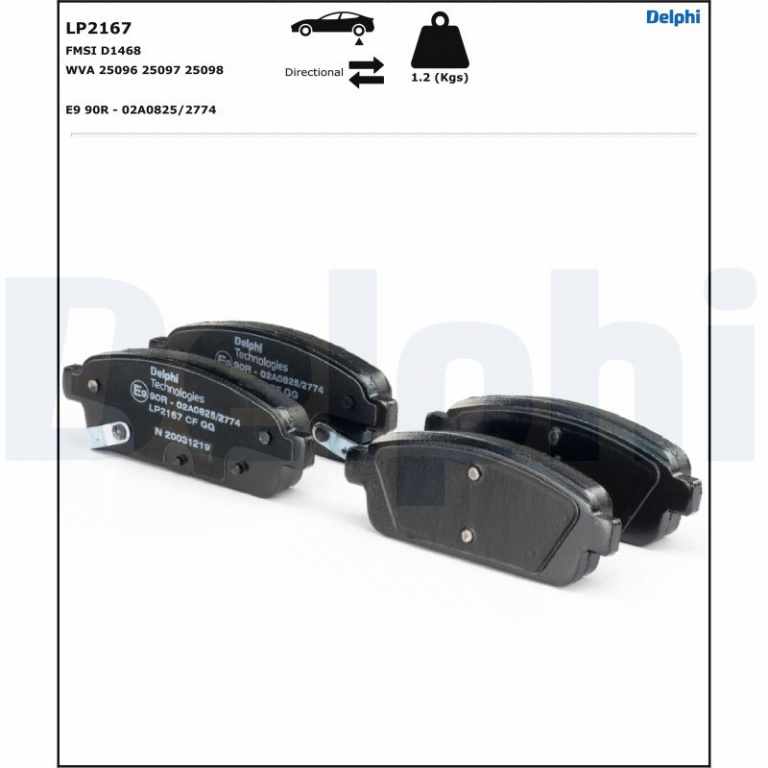 set placute frana,frana disc DELPHI LP21
