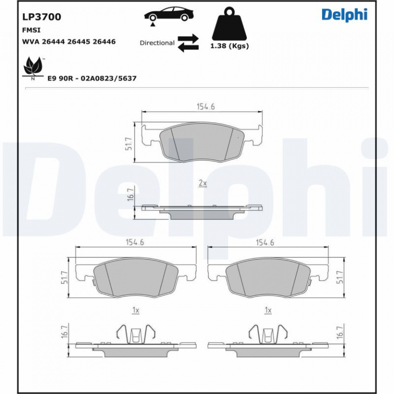 Set placute frana,frana disc DELPHI LP3700 pentru TOYOTA AYGO X (_B7_) 2022-2025