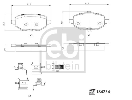 Set placute frana,frana disc FEBI BILSTEIN 184234 montare puntea spate la OPEL CORSA F (P2JO) 2019 2020 2021 2022 2023 2024