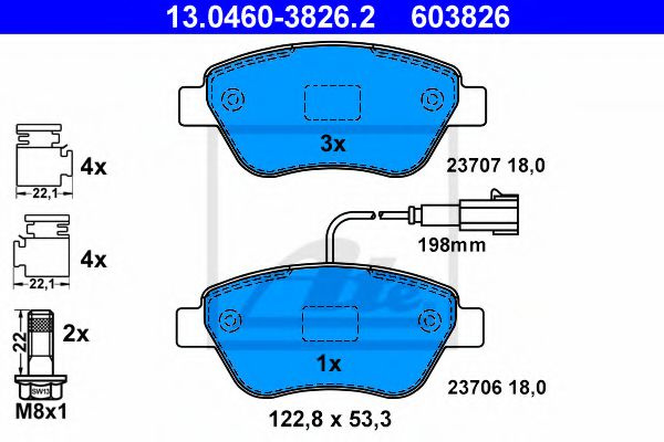 Set placute frana,frana disc FIAT 500 C (312) (2009 - 2016) ATE 13.0460-3826.2