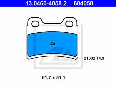 Set placute frana,frana disc FORD ESCORT CLASSIC Turnier (ANL) (1999 - 2000) ATE 13.0460-4058.2