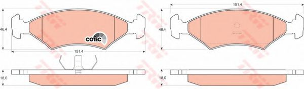 Set placute frana,frana disc FORD FIESTA   (GFBT) (1976 - 1983) TRW GDB255