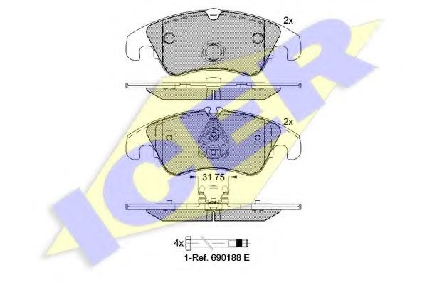 Set placute frana,frana disc FORD FOCUS II (DA_) - ICER 181862-203