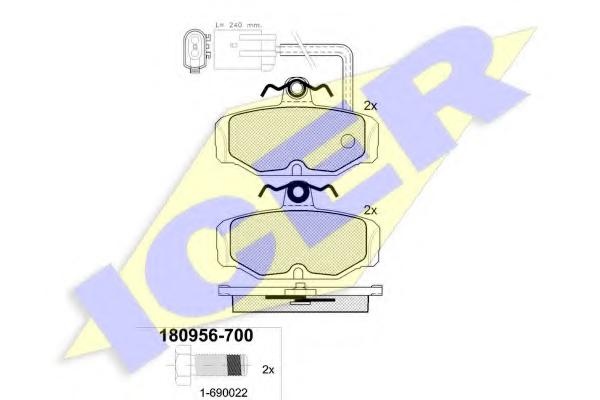 Set placute frana,frana disc FORD GRANADA I (GAE, GGE), FORD GRANADA Mk III limuzina (GGE), FORD SIERRA hatchback (GBC) - ICER 180956-700