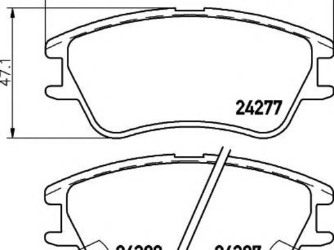 Set placute frana,frana disc HYUNDAI ATOZ (MX), HYUNDAI AMICA (MX), DODGE ATOS - HELLA PAGID 8DB 355 006-671