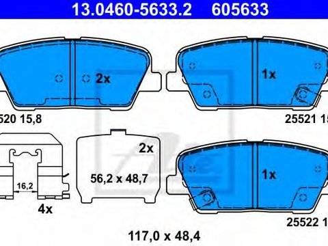 Set placute frana,frana disc HYUNDAI GRAND SANTA FE (2013 - 2016) ATE 13.0460-5633.2 piesa NOUA