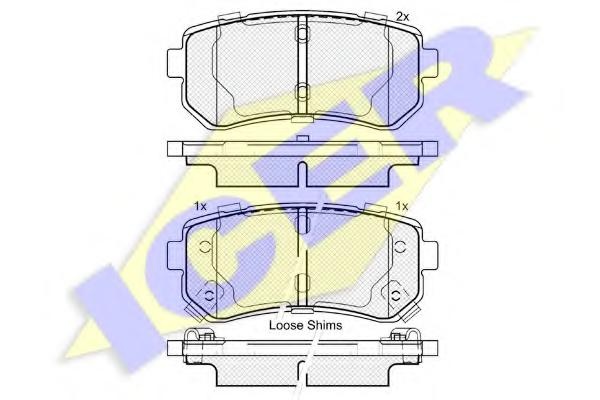 Set placute frana,frana disc HYUNDAI i45 VI limuzina (YF), HYUNDAI AVANTE limuzina (HD), HYUNDAI TUCSON (LM, EL, ELH) - ICER 181955