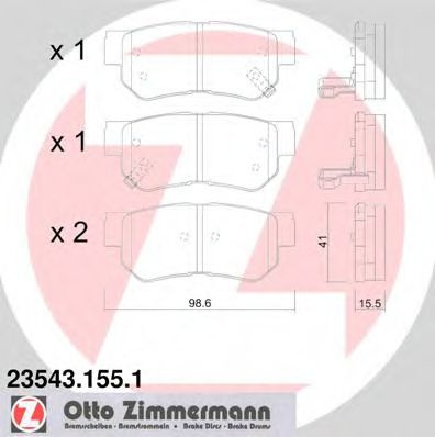 Set placute frana,frana disc HYUNDAI SANTA FE I (SM) (2000 - 2006) ZIMMERMANN 23543.155.1 piesa NOUA