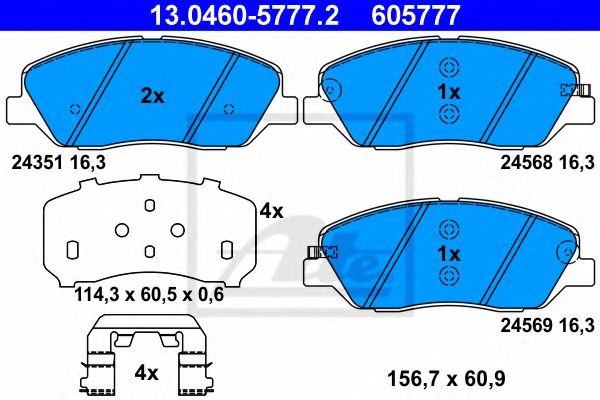 Set placute frana,frana disc HYUNDAI SANTA FE III (DM) (2012 - 2016) ATE 13.0460-5777.2 piesa NOUA