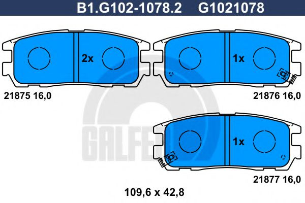 Set placute frana,frana disc ISUZU TROOPER deschis (2000 - 2016) GALFER B1.G102-1078.2 piesa NOUA