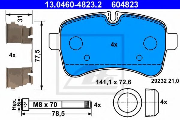 Set placute frana,frana disc IVECO DAILY V autobasculanta (2011 - 2014) ATE 13.0460-4823.2 piesa NOUA