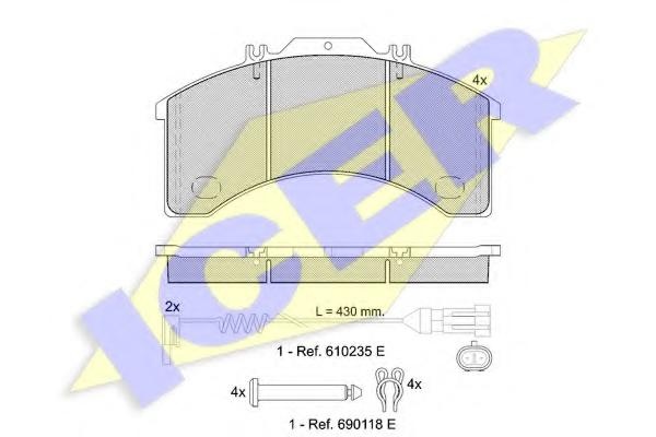 Set placute frana,frana disc IVECO EuroCargo, IVECO EuroTech MT, IVECO EuroStar - ICER 151043-111
